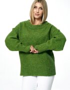 Figl Pulover dama oversize - gat barca - verde - material universal -