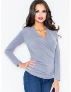 Figl Pulover dama - plic - gri - material tricotat -