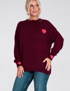 Figl Pulover dama - tricotat gros - visiniu