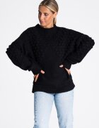 Figl Pulover oversize dama - model M982 - negru - acril 85% - nailon 15% -
