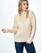 Figl Pulover supradimensionat - guler inalt - bej - material tricotat cu lana -