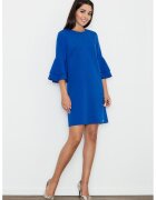 Figl Rochie albastra - cu maneci volan - poliester