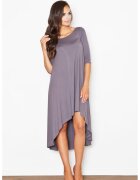 Figl Rochie asimetrica gri - cu maneci lungi - din viscoza