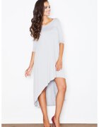 Figl Rochie asimetrica gri - cu maneci lungi - viscoza