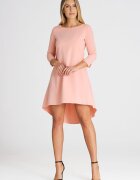 Figl Rochie asimetrica - maneca 3/4 - roz - poliester