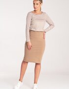Figl Rochie bicolora M1057 - bej - material elastic - confortabil - bumbac