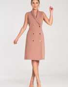 Figl Rochie blazer midi bej - poliester-viscoza - croiala ajustata - fara maneci - cu nasturi