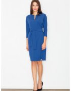 Figl Rochie bleumarin - curea - decolteu in V - poliester