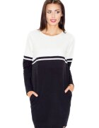 Figl Rochie bumbac - alb-negru - Alb