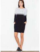 Figl Rochie bumbac - negru - cu buzunare