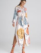 Figl Rochie camasa lunga M1000 - cu curea - multicolor - poliester 97% - elastan 3% -
