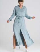 Figl Rochie camasa lunga menta - maneci lungi - guler clasic - poliester