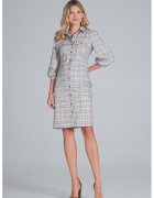 Figl Rochie camasa M849 - carouri - poliester - gri