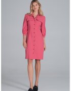 Figl Rochie camasa maneci bufante 3/4 - culoare coral - poliester
