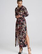 Figl Rochie camasa maxi guler floral - multicolor - poliester