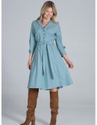 Figl Rochie camasa midi cu centura verde - bumbac 100%