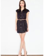 Figl Rochie - capse - curea - neagra - poliester