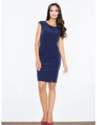 Figl Rochie creion bleumarin - eleganta - fara maneci - poliester -