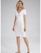 Figl Rochie creion M786 - alba - cu volane - din viscoza moale -