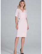 Figl Rochie creion - M851 - roz - poliester - maneca scurta