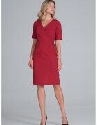 Figl Rochie creion rosu - maneca scurta - poliester -