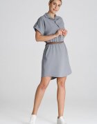 Figl Rochie cu centura - gri - poliester -