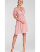 Figl Rochie de petrecere - M1206 - roz - din plasa -