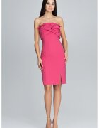 Figl Rochie de seara M571 - coral - fara bretele - croiala creion - poliester 100%