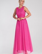 Figl Rochie de seara maxi - fara maneci - plasa - fuchsia -