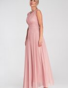Figl Rochie de seara maxi - fara maneci - roz - plasa -