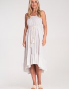 Figl Rochie de vara - cu dungi - bretele subtiri - bej - material universal -