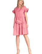 Figl Rochie de vara - cu volane - roz - bumbac/elastan -