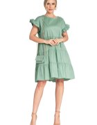 Figl Rochie de vara - verde - bumbac - volane -