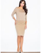 Figl Rochie decolteu barca - bej - eleganta - bumbac