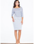 Figl Rochie decolteu barca - gri - eleganta - bumbac -