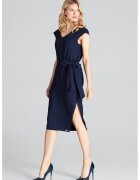 Figl Rochie eleganta - bleumarin - cu fundita - poliester