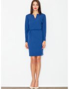 Figl Rochie eleganta - bleumarin - maneci lungi - decolteu in V - poliester