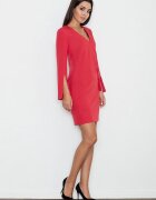 Figl Rochie eleganta - croiala dreapta - maneci cu fante - rosu - poliester-viscosa