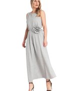 Figl Rochie eleganta fara maneci - motiv floral - gri - poliester/spandex/viscoza -