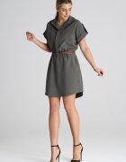Figl Rochie eleganta M1001 - midi - cu curea - verde - poliester - viscoza - elastan