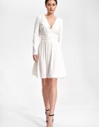 Figl Rochie eleganta M861 - ecru - maneci lungi - croiala evazata - poliester 95% elastan 5%