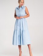 Figl Rochie eleganta - midi - bumbac - fara maneci - cu curea -