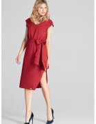 Figl Rochie eleganta - visiniu - cu fundita - poliester