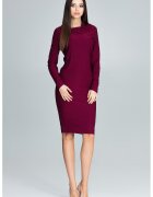 Figl Rochie eleganta visiniu - maneci lungi - decolteu - poliester