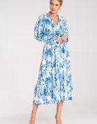 Figl Rochie - florala - poliester - albastra - material usor -