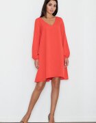 Figl Rochie lejera - rosie - material delicat - decolteu ascutit - poliester viscoza