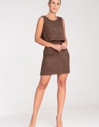 Figl Rochie M1060 - imitatie piele intoarsa - fara bretele - maro