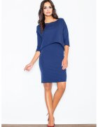 Figl Rochie M206 - bleumarin - bumbac - design elegant - croiala simpla -