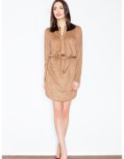 Figl Rochie M454 - maro - poliester - detalii subtile - rochie camasa