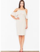 Figl Rochie M478 - bej - cu umeri goi - poliester 65% - viscoza 35% -